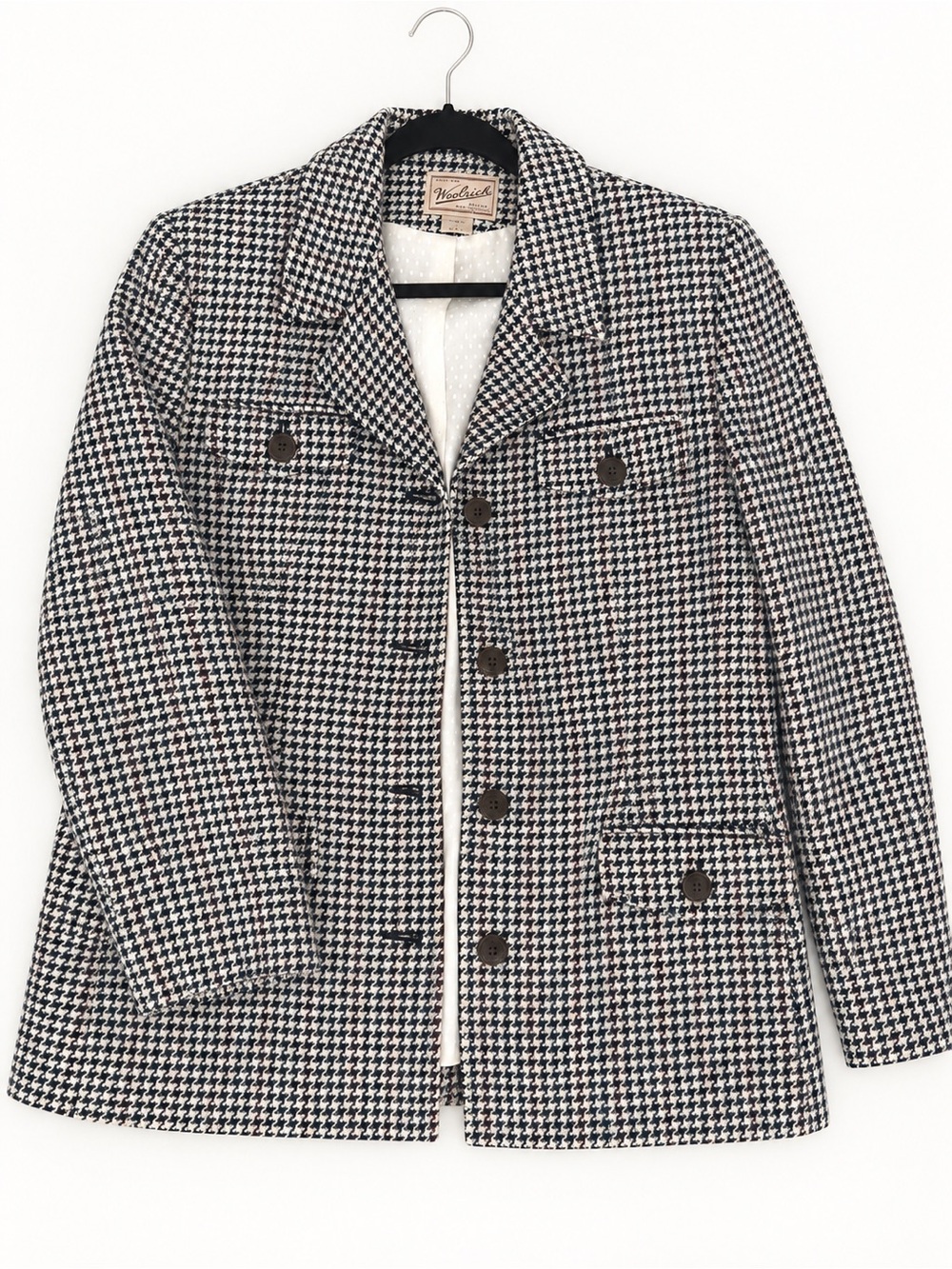 1990 Woolrich Houndstooth Button-Front Jacket - Black & White